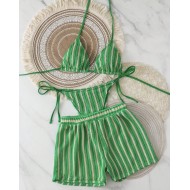 3-piece bikini in one color