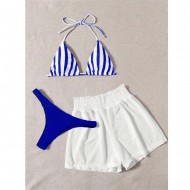 3-piece white and navy blue nautical set
