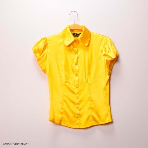 Yellow satin blouse half sleeve