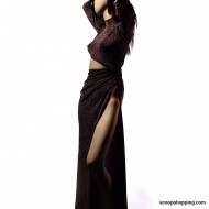 A long brocade dress